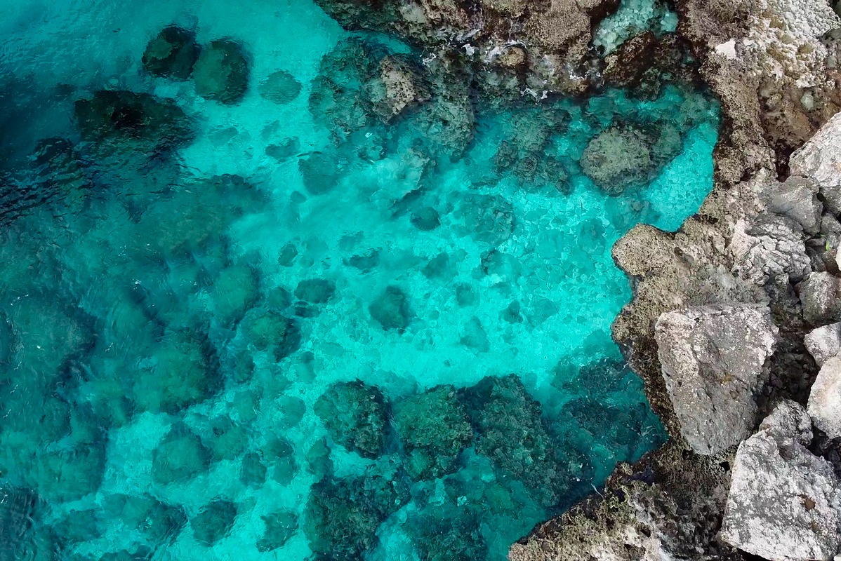 BLUE-GREEN color psychology: View of a drone on the island of cyprus ayia napa